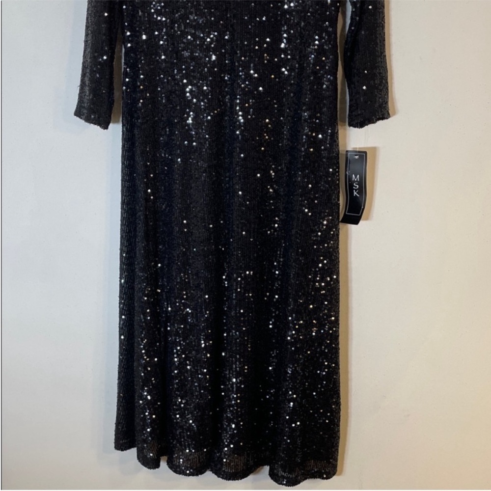 MSK Black Sequin A-Line Midi Dress. Small. NWT. - Picture 7 of 14